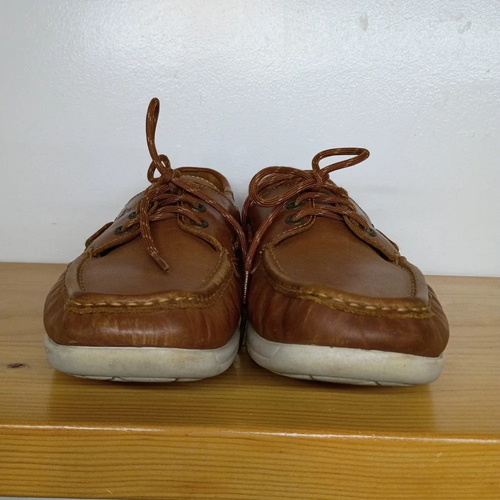 SAS Boat Shoe Decksider Lace Up Brown Leather 10 M Tripad Comfort Moccasin USA